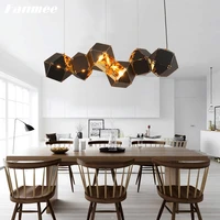 modern cube ceiling chandelier led black stainless steel chandelier lamp home decor island luminaria for kitchen dining room