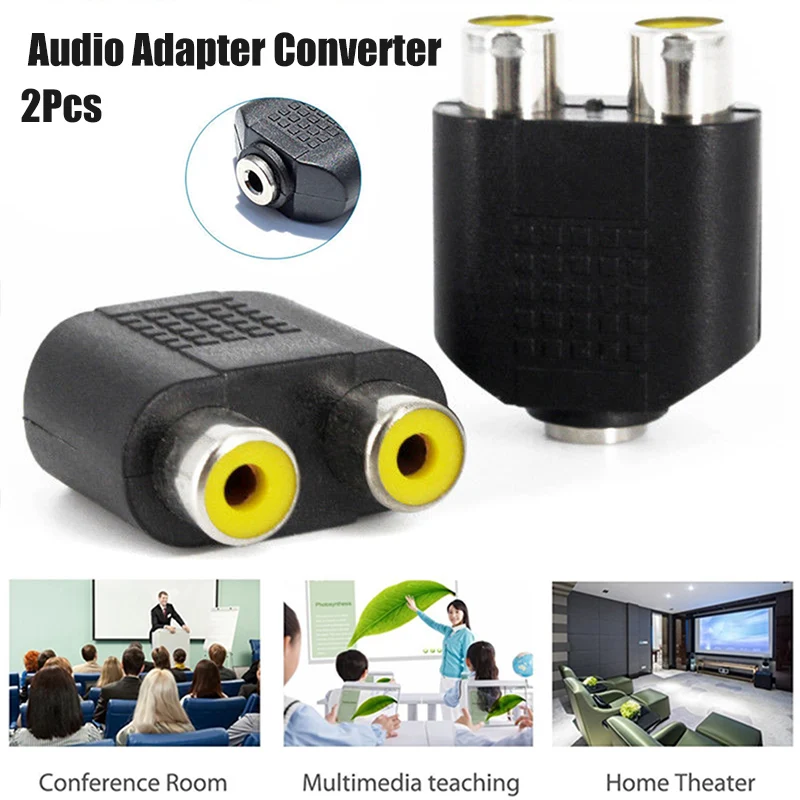 2Pcs 3.5mm Female to Dual 2 RCA Jack Y Splitter Audio Adapter Converter AUX OD889 |