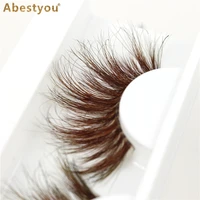 abestyou cosmetics 25mm long individual pack brown colored transparent band mink lashes fluffy makeup tools rusable false lashes