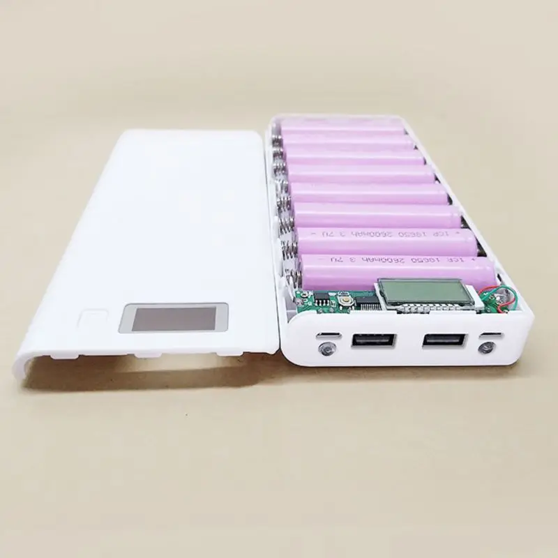 DIY 8x18650 Портативный Батарея Мощность банк Чехол Коробка ЖК дисплей Дисплей Dual USB