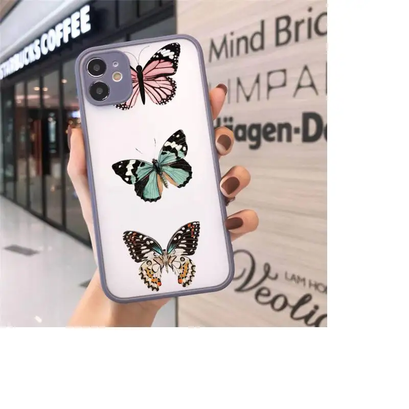 

Cute Butterfly Phone Case Matte Transparent For iPhone 12 Mini 11 Pro XR XS Max 7 8 Plus