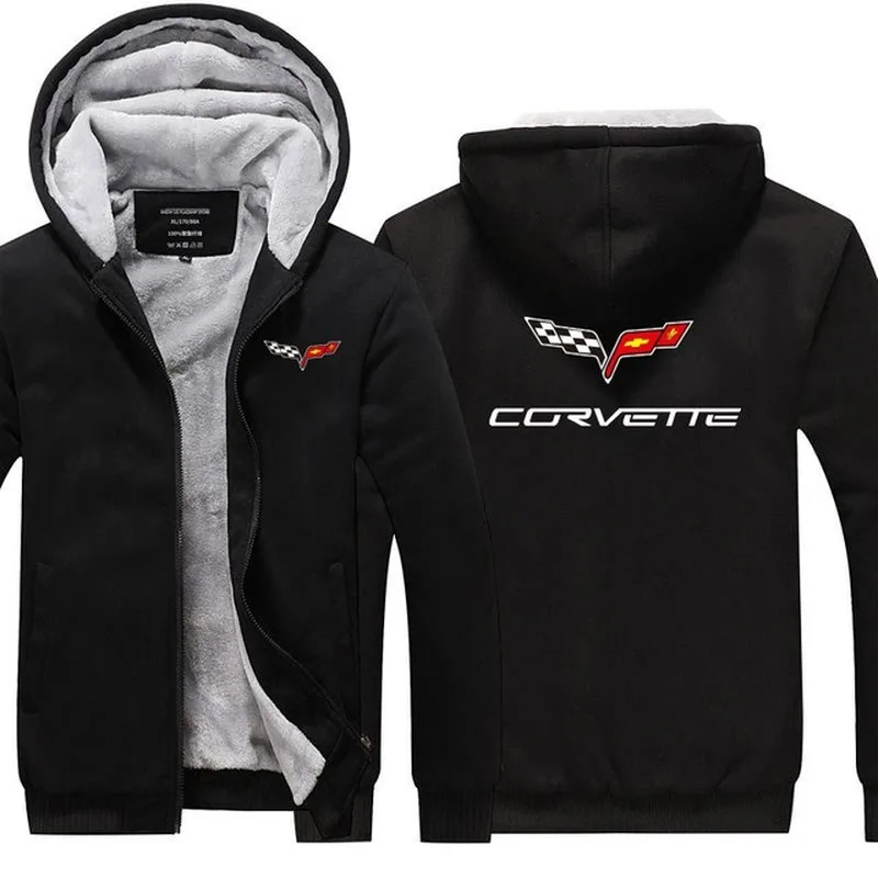 

2020 NEW Casual Men Cotton Warm male for Chevrolet Corvette sweathshirt hoodies zipper coats Male thicken jackets