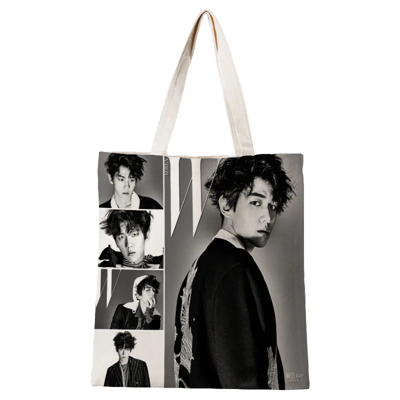 Холщовая Сумка-тоут EXO BAEKHYUN для женщин хлопковая тканевая Сумочка покупок на