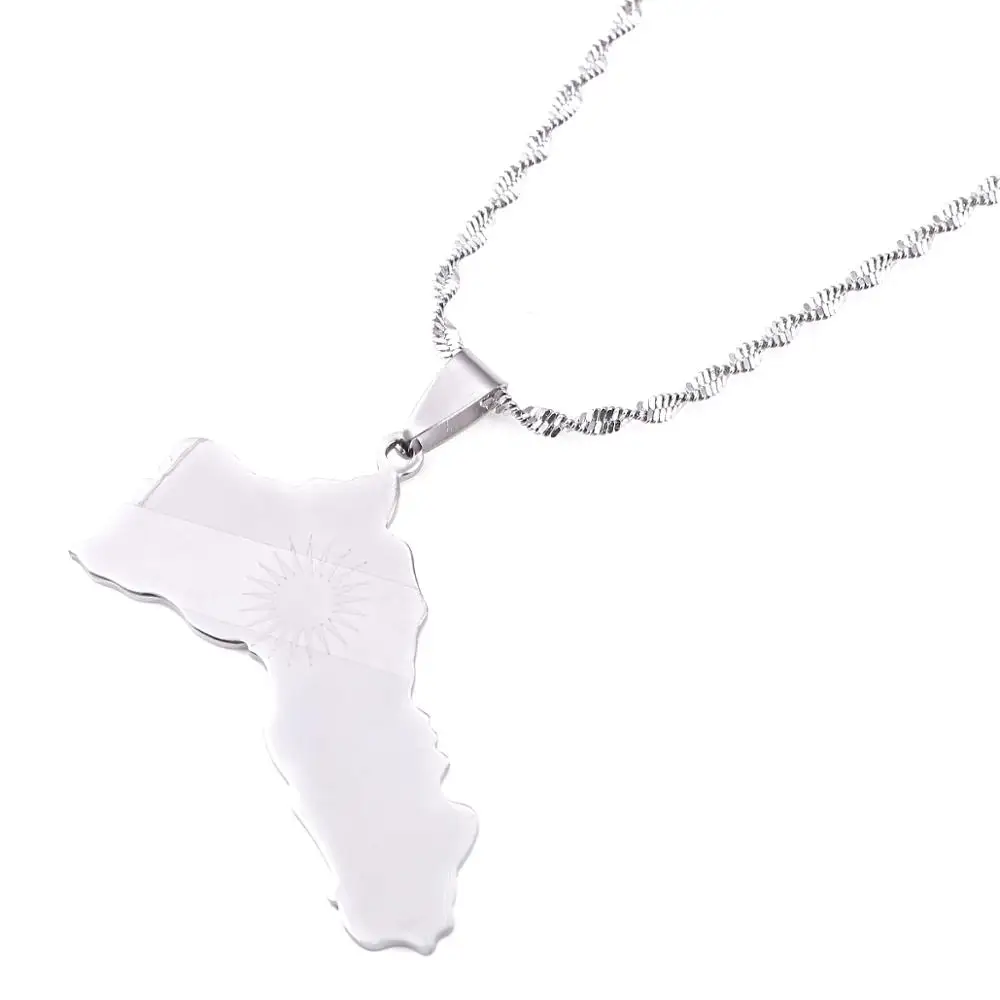 Stainless Steel Silver Color Kurdistan Map Pendant Necklaces Kurdish Charm Jewelry | Pendants