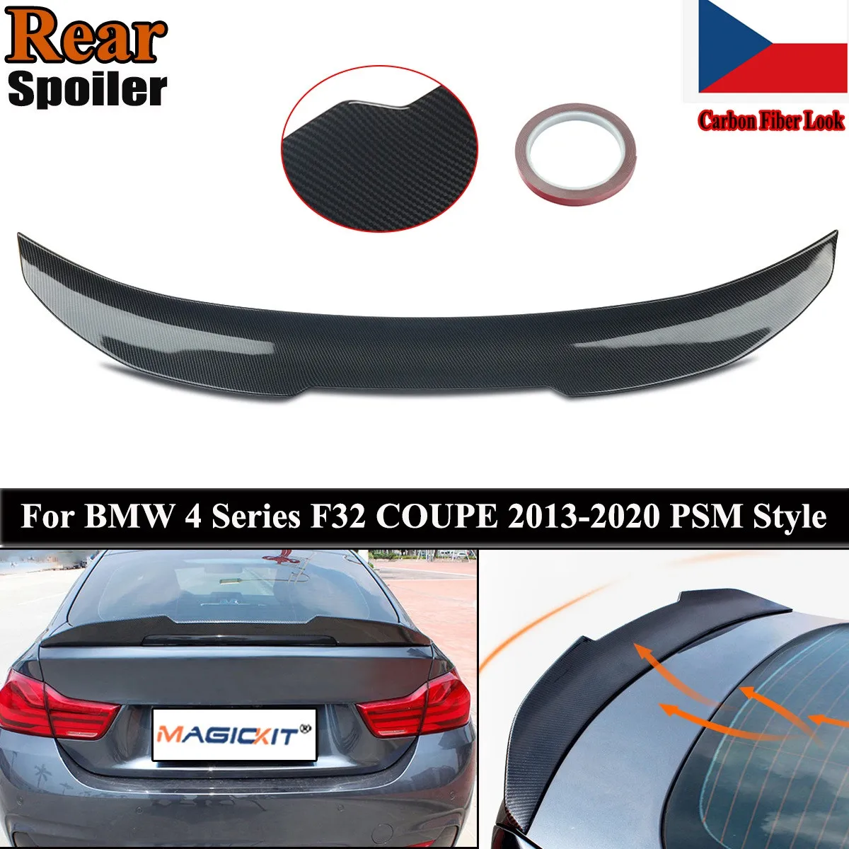 Стильный спойлер MagicKit PSM для заднего багажника из углеродного волокна BMW 4 серии F32
