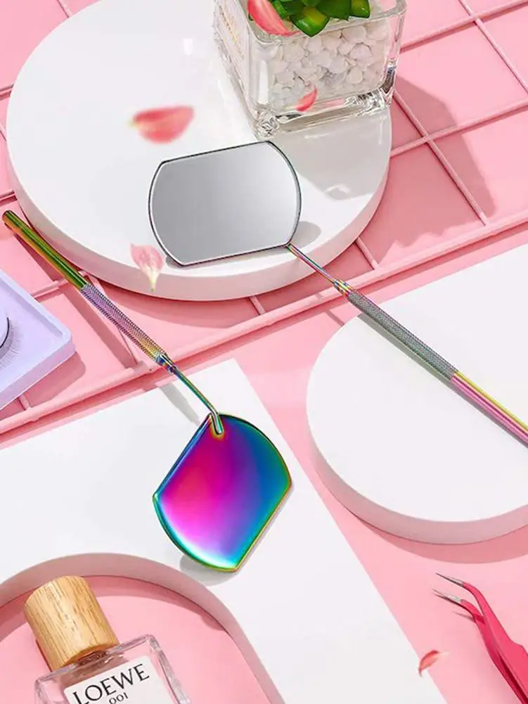 

2-color Eyelash Mirror Eyelash Extension Magnifying Glass Inspection Eyelash Mirror Anti-fog Mirror Eyelash Auxiliary Tool
