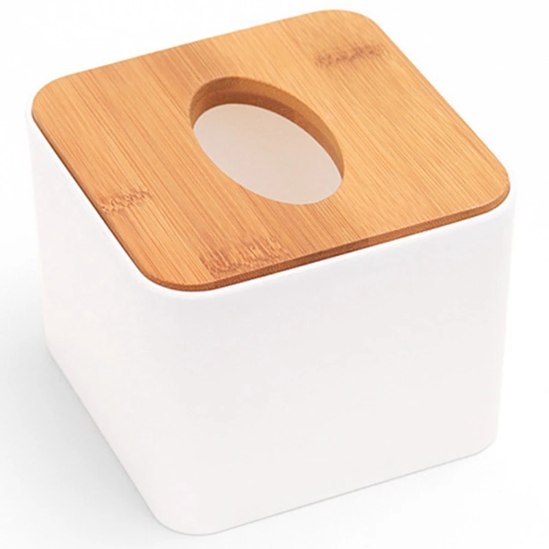 

Square Wooden Tissue Box Case Napkin Holder Storage Organizer Fashion Tissue Holder Case for Home Decoration