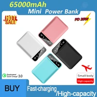 65000mAh Mini Portable Power Bank with Dual USB Port Digital Display External Battery Travel Charger for Samsung Iphone Xiaomi