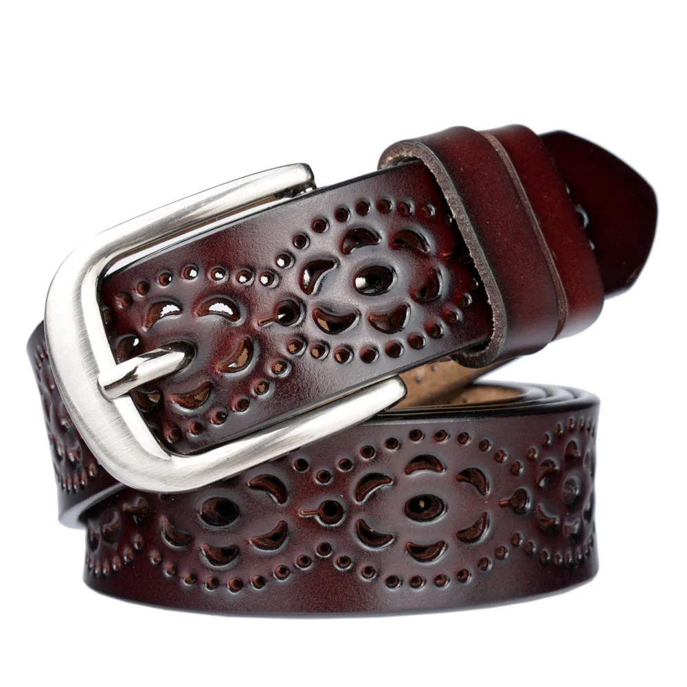 

Women's belt genuine cowhide casual all-match hollow belt women's fine decoration simple fashion pin buckle belt cowhide