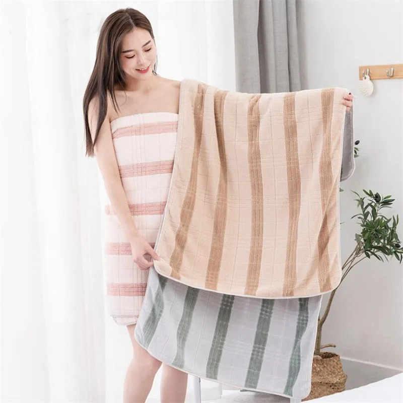 

Coral Fleece Bath Towel 70x140cm Stripe Thick Coral Velvet Bathing Towel Coral Home Bath Towel
