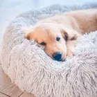 Домик-кровать для собаки, круглые плюшевые, зимний, теплый, для сна, для кошек, мягкий, длинный, плюшевый, корзина для собак, переносная подушка для домашних животных