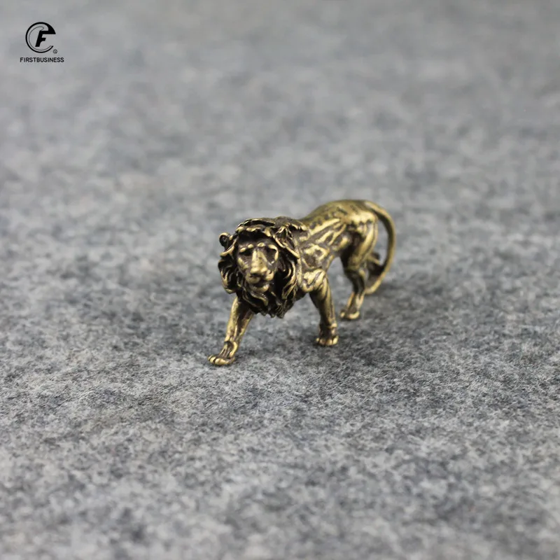 Медный величественный Король Лев брелок миниатюрные фигурки настольные