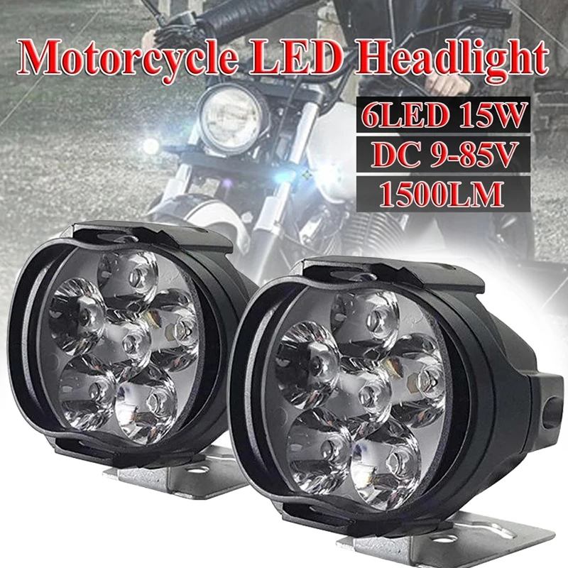 

2pcs 6 LED Headlight for Motorcycle Spotlights Lamp Vehicle 6LED Auxiliary Headlight Brightness Electric Car Light Illumination