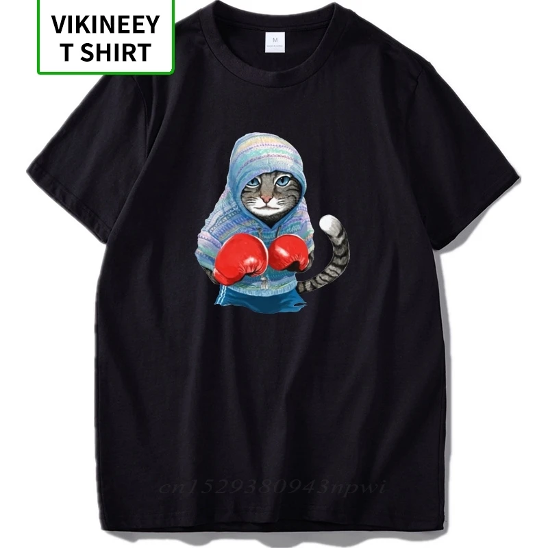ЕС Размеры Для мужчин футболка 100% хлопковая классная бокс Кот в подарок киска Lover