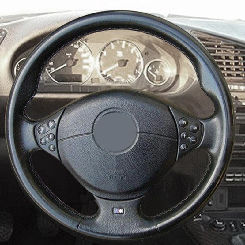 Черный мягкий кожаный чехол рулевого колеса автомобиля для BMW E46 3 серии 2009 2005 E39 5