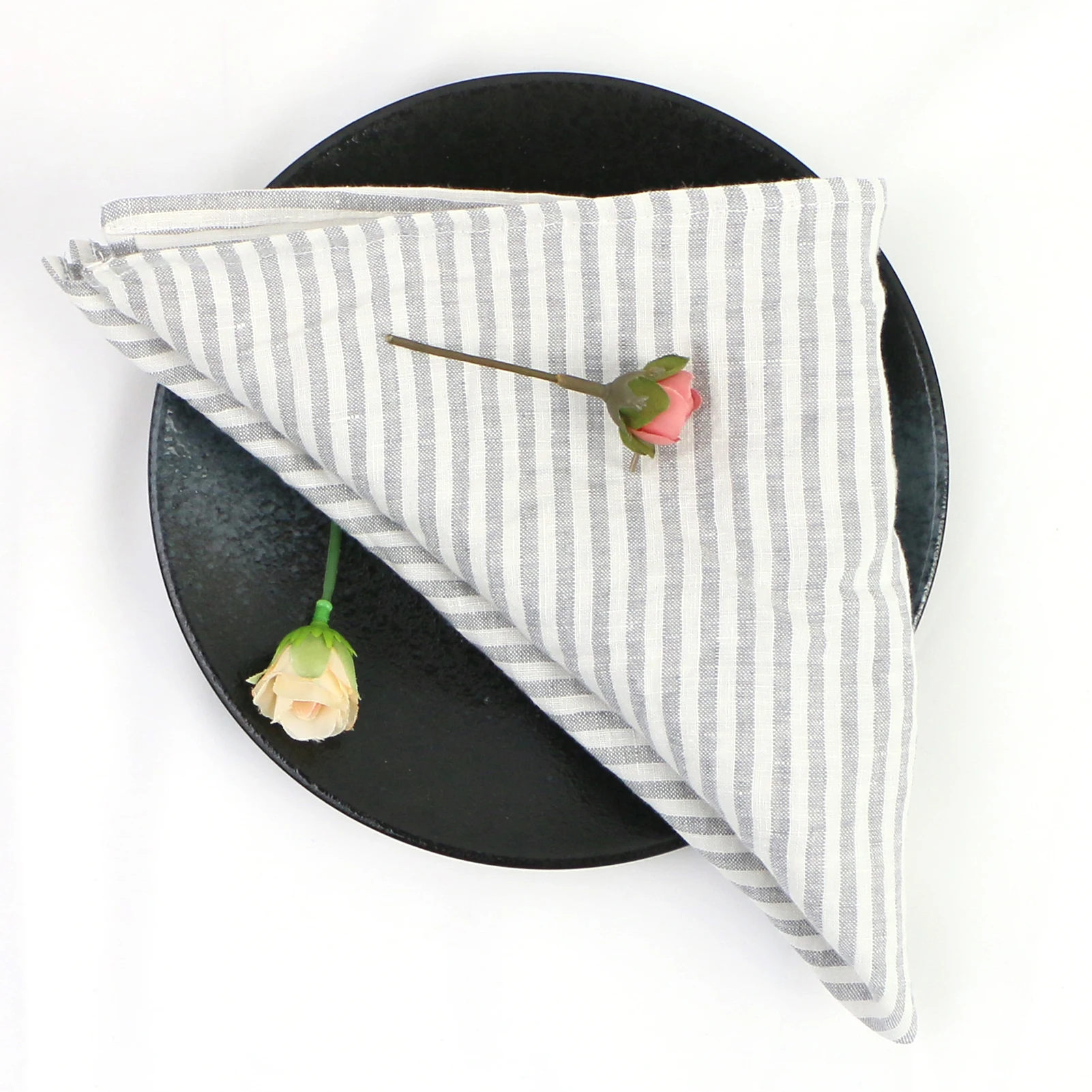 Servilletas de cena de 40x40cm, Juego de 4 unidades de tela suave de lino puro prelavado franc&eacute;s, uso diario para mesa de cocina casera y boda-1