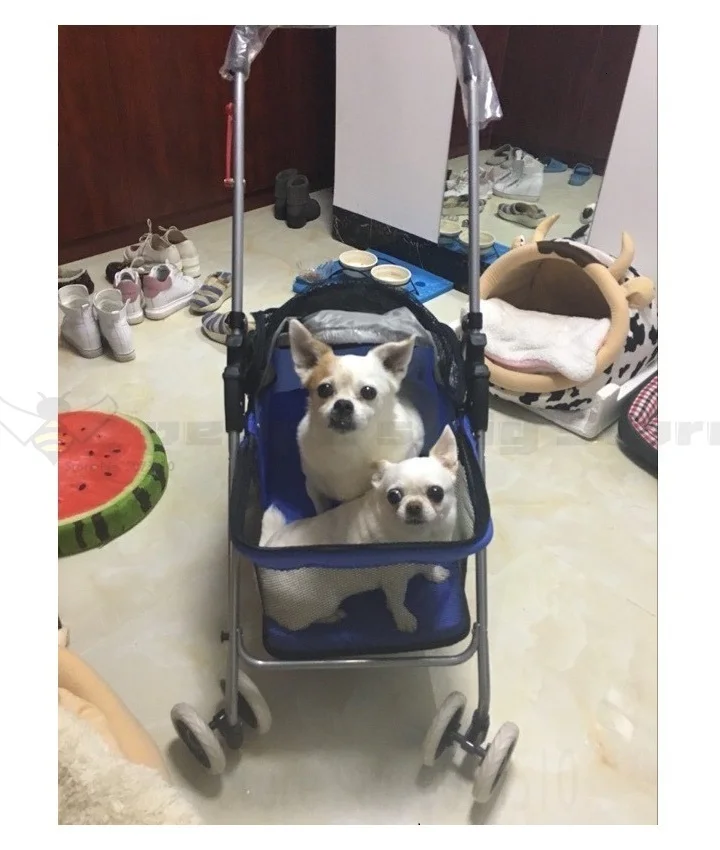 Dog Trailer Vegetable Dog Car Two-wheeled Car Small Dog Walking Pet Car Cat and Dog Out of The Wagon Folding Cart