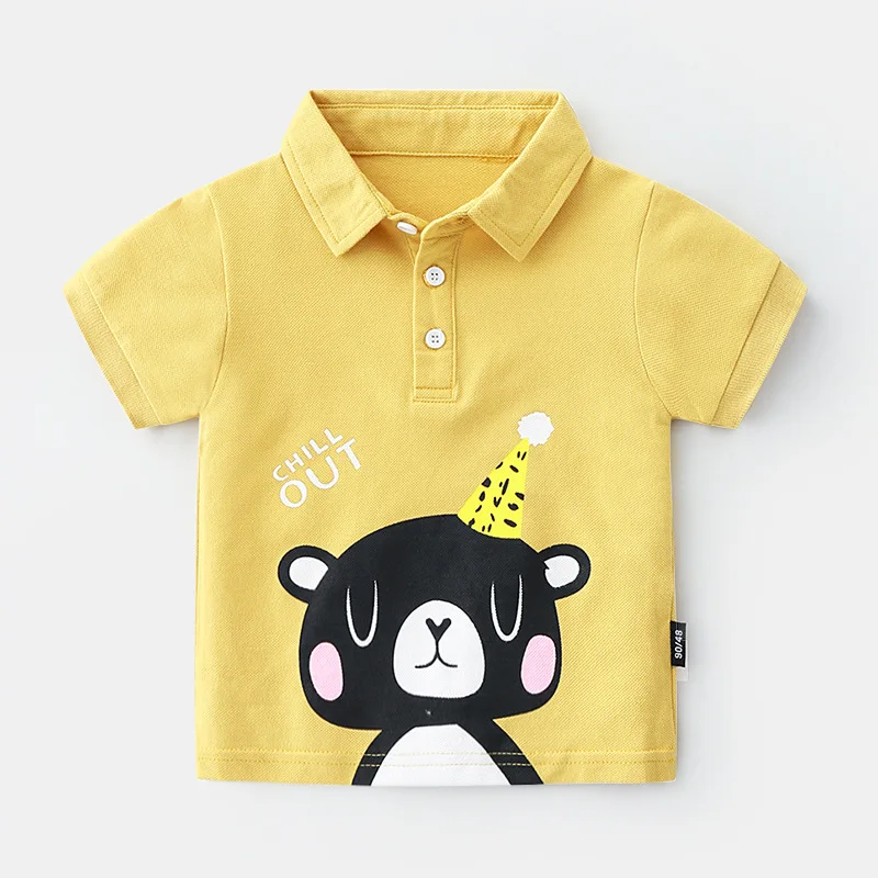 Рубашка-поло для маленьких мальчиков Детские однотонные топы с отложным