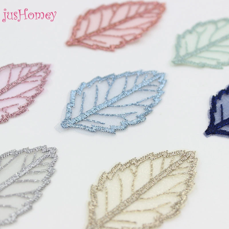 Шикарная шифоновая вышивка аппликация с листьями дерева искусственные нашивки