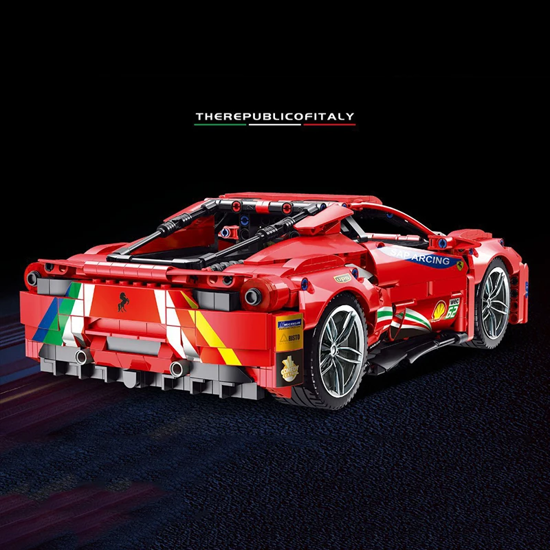 1247 шт. эксперт MOC Ferrari 488 высокотехнологичная модель автомобиля строительные