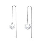 Женские длинные серьги-цепочки из стерлингового серебра 925 пробы с круглым кристаллом, 3 вида, корейская бижутерия