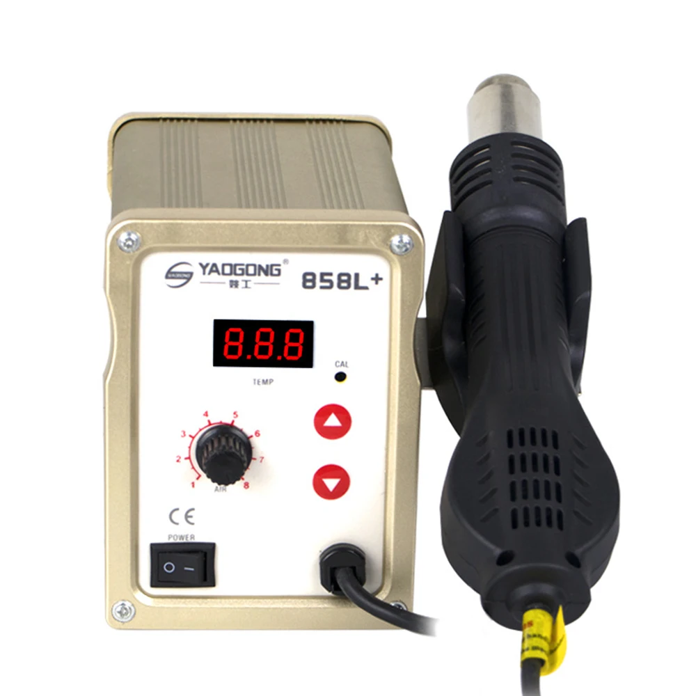 YAOGONG 858L+ SMD Rework Soldering Station Repair Welding Soldering Iron Set PCB Desoldering Tool Hot Air Gun