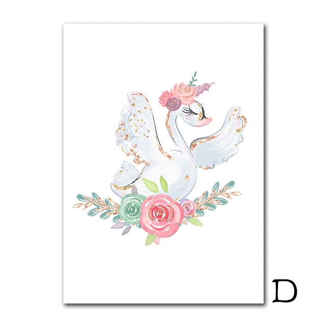 

Girl Bird Poster Nordic Watercolor Ballet Girl Wall Art Canvas Painting Posters And Prints Cartoon Swan Wall Picture Girl Rooms