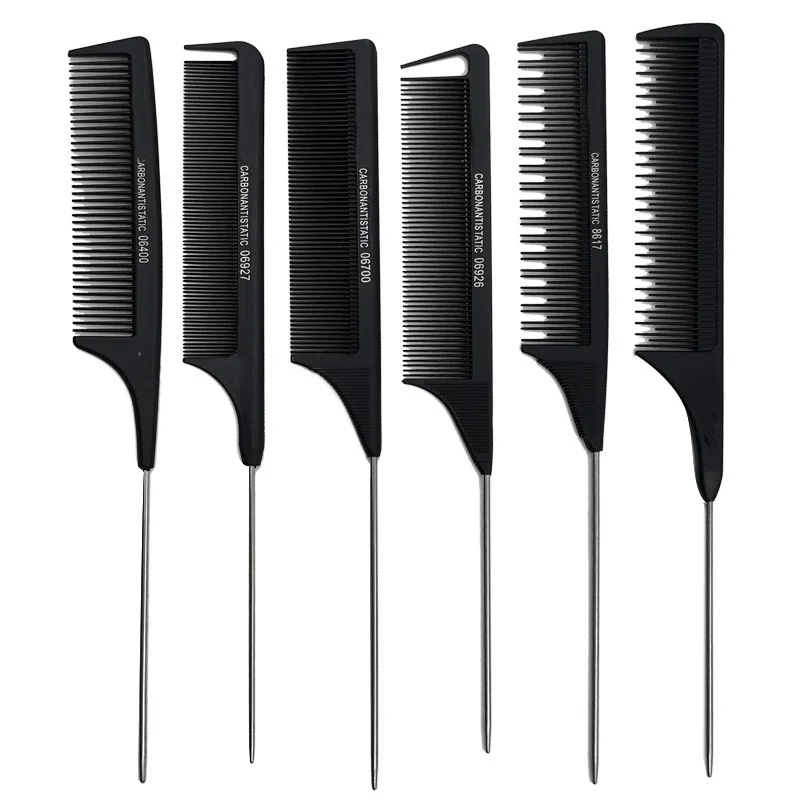 

Professional Hair Tail Comb Salon Cut Comb Styling Stainless Steel Spiked Hair Trimmer Brushes Metal Pin Tail Antistatic Comb