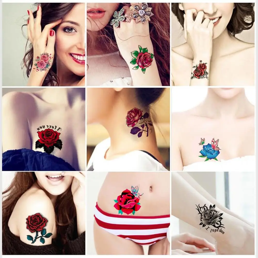 Тату-наклейки с цветами и бабочками 30 шт. | Красота здоровье