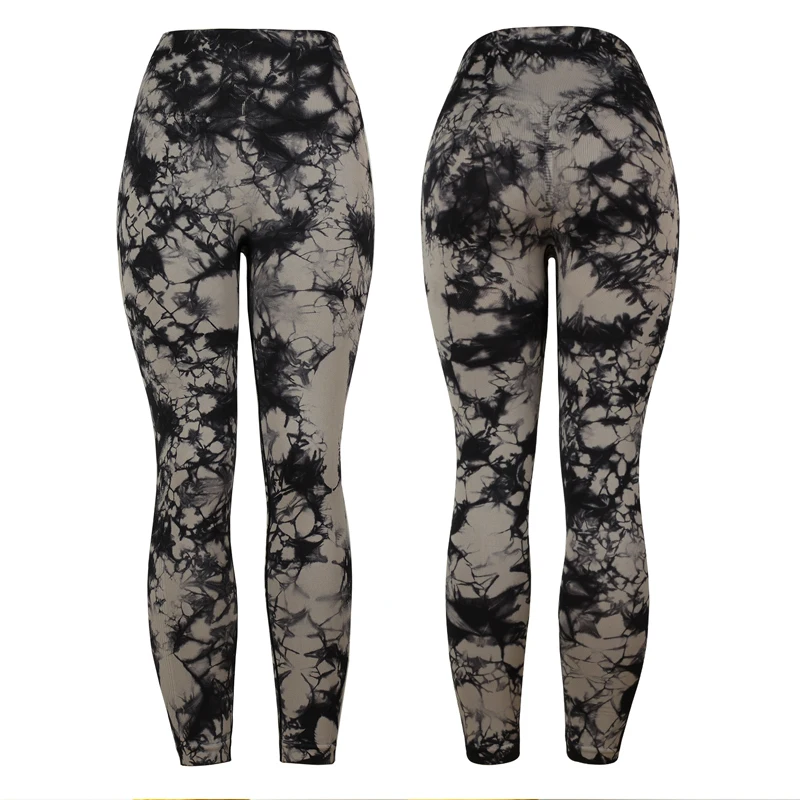 NORMOV Tie-Dye High Waist Yoga Leggings Women Sport Running Leggings Plus Size Push Up Slim Stretch Pants for Gym Fitness