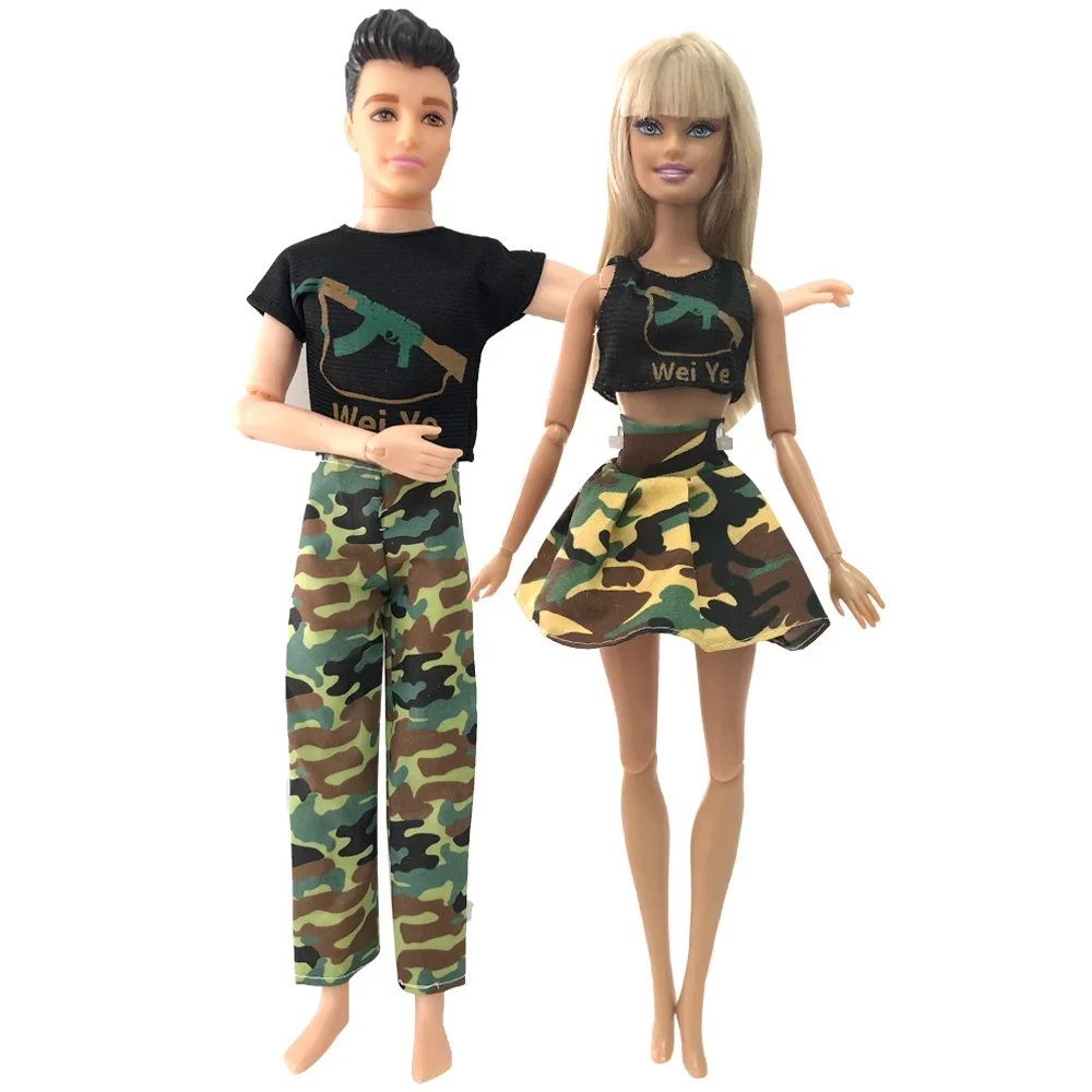 Two Dress I NK 2 Pcs /Set Daily Casual Couple Doll Dress For Barbie Doll Accessories Boy Girl Clothes Birthday Gift Toy For Ken Doll JJ - Цвет: Two Dress I