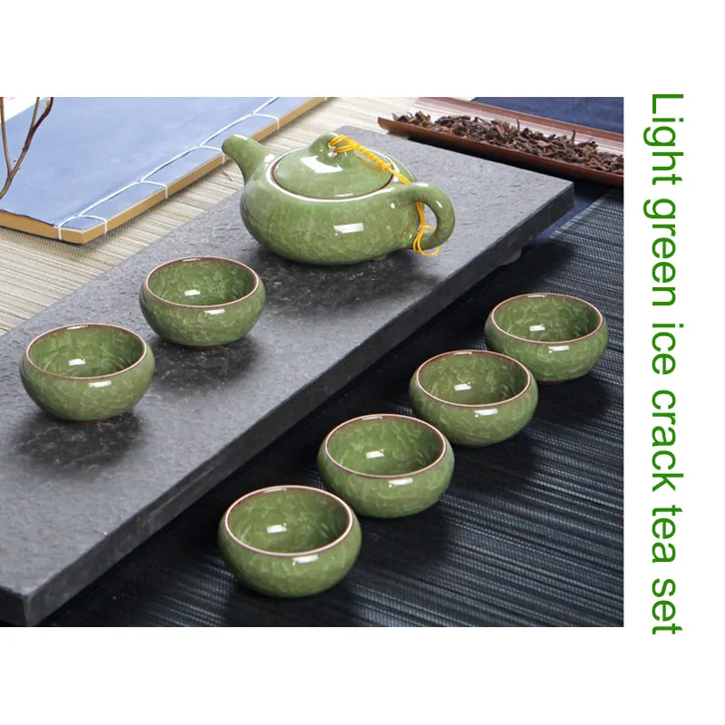 7Pcs/Set 150ML Porcelain Tea Set Ceramic Chinese Kung Fu Teapot Handmade Ice Crack Glaze 7 Colors h3 | Дом и сад