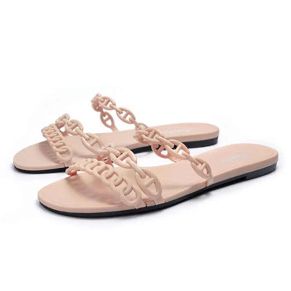 Женские пляжные шлепанцы Termianoov сандалии на плоской подошве с цепочкой ПВХ
