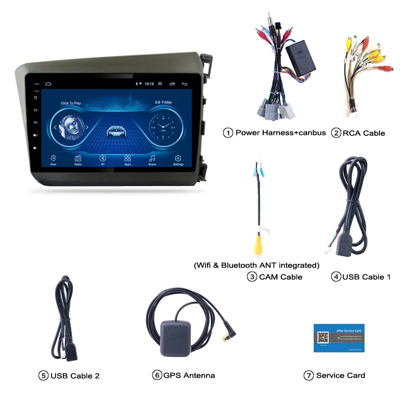 

9" Android 10 car multimedia player for 2012-2014 Honda-Civic RHD Radio GPS navigation Audio System with Bluetooth WiFi