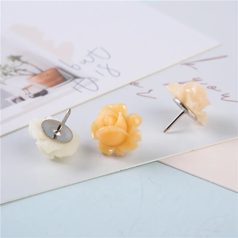 

16pcs/set push pins the office pin Cork Board Safety Colored pin big head needle Beautiful rose pins cork wall