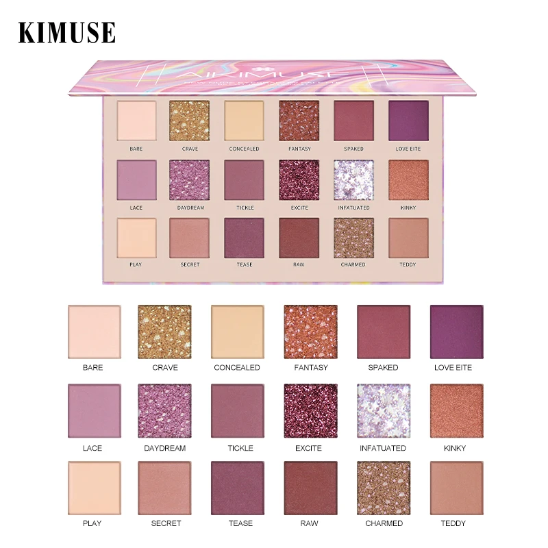 KIMUSE 18 цветов блестящая Палетка теней для глаз Мерцающая матовая водостойкая