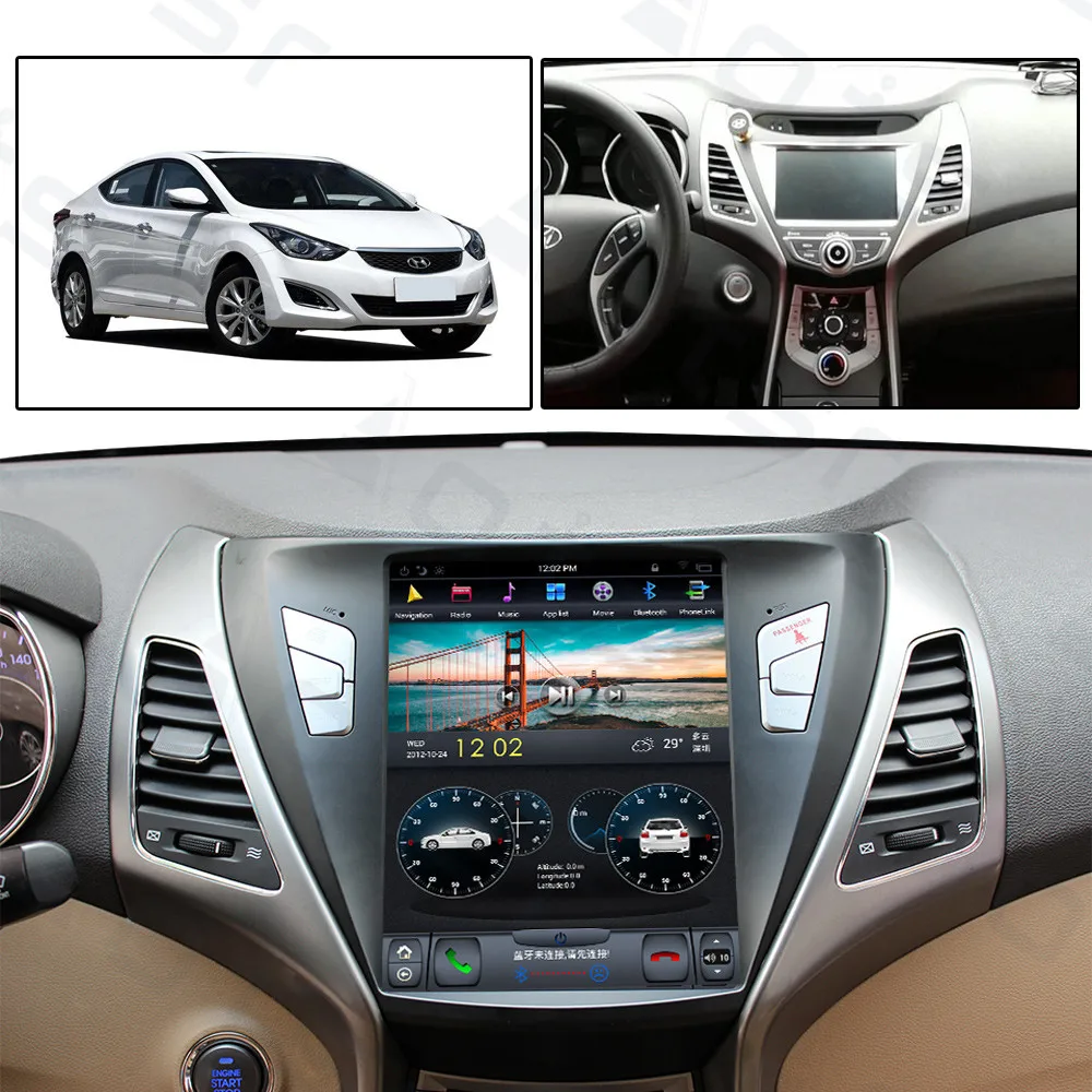 Автомобильный GPS-навигатор Tesla style Android 9 0 для Hyundai Elantra 2012-2016 DVD-плейер Авторадио