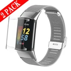 Металлический защитный чехол для часов Fitbit Charge 5, ремешок для умных часов, браслет из нержавеющей стали, ТПУ, защитный чехол с полным покрытием