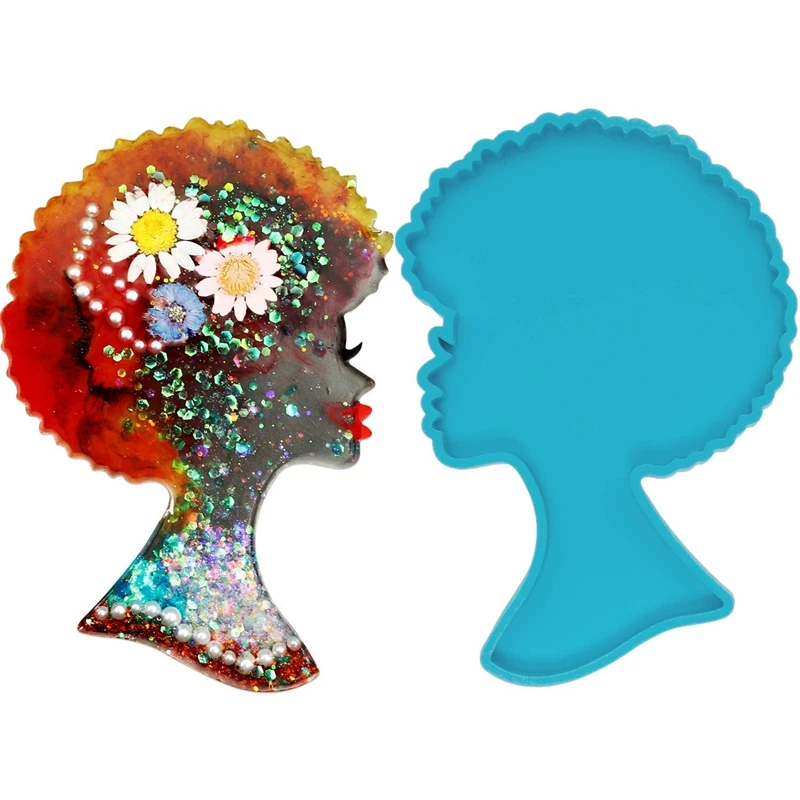 Форма для подноса из смолы 2 шт. форма афро-женщин силиконовой большая в форме