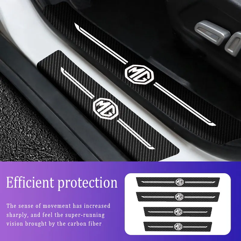 

4Pcs Car Stickers Car Threshold For MG 5 6 3 ZS ONE HS Anti Scratch Door Sill Protector ​Protection Carbon Fiber Car Stylin