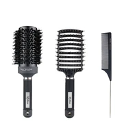 3 pcs hairdressing styling comb hair curling comb boar bristle ceramic roll comb ionic round brush wide tooth comb pin tail comb