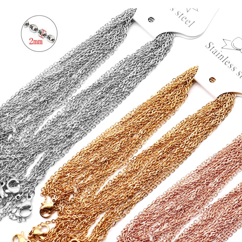 

100% Stainless steel chain Necklace 2mm DIY Cross Chain Cable Chains For Women Handmade DIY Chain