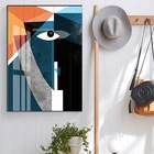 Абстрактные современные скандинавские геометрические фигуры, настенные картины с изображением лица, картины на холсте, постеры и принты, украшение для дома