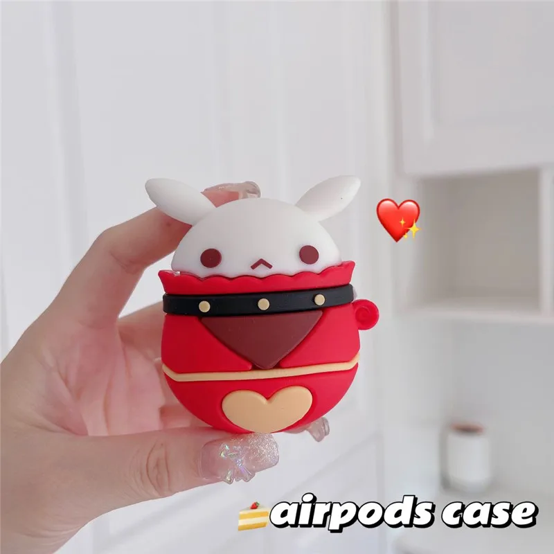 

3D Rabbit Cartoon for AirPods Pro Case Cute Silicone Rabbit Heart Pattern Earphone Cases for Airpods 1 2 Cover Funda with Hook