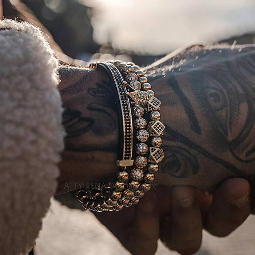 3 шт./компл. роскошные ювелирные изделия новинка циркон хип-хоп Золотая Корона