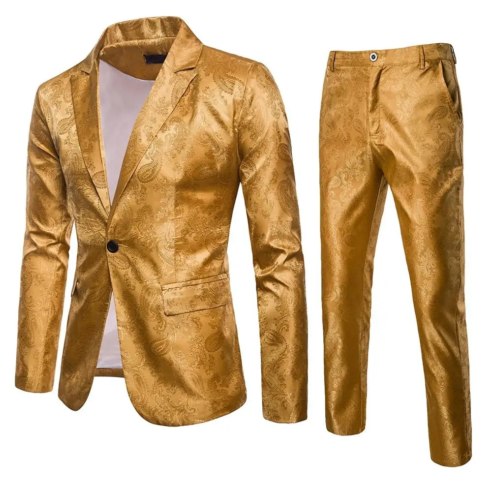 Yellow Роскошный мужской костюм, тонкий костюм из 2 предметов, блейзер, деловой пиджак для свадебной вечеринки, пальто и брюки, мужской формальный пиджак для вечеринки, дропшиппинг# G1 - Цвет: Yellow