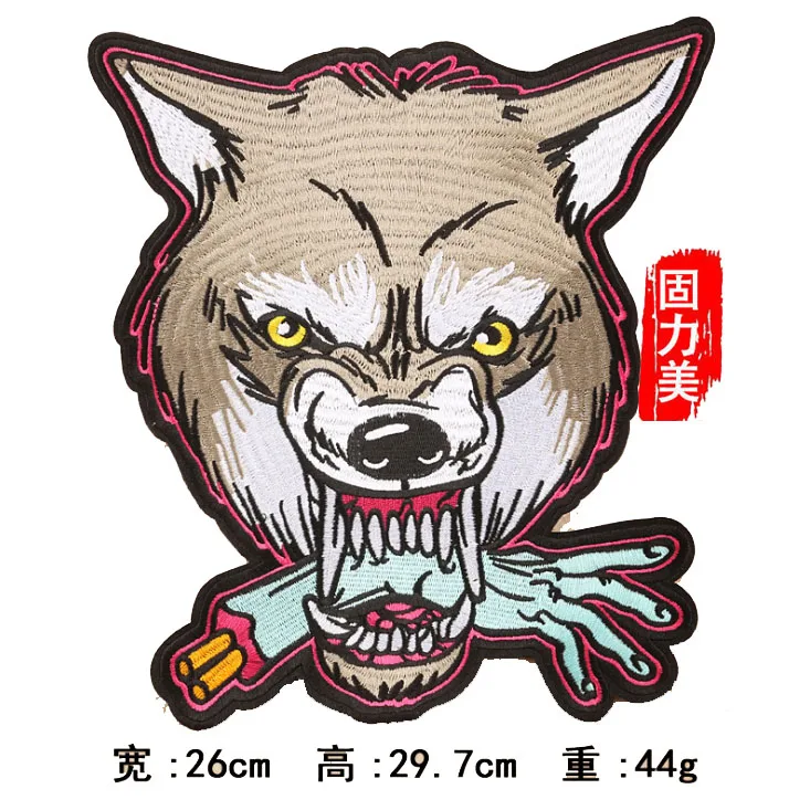 1 шт. нашивка большого размера с изображением волчьего черепа и Красного