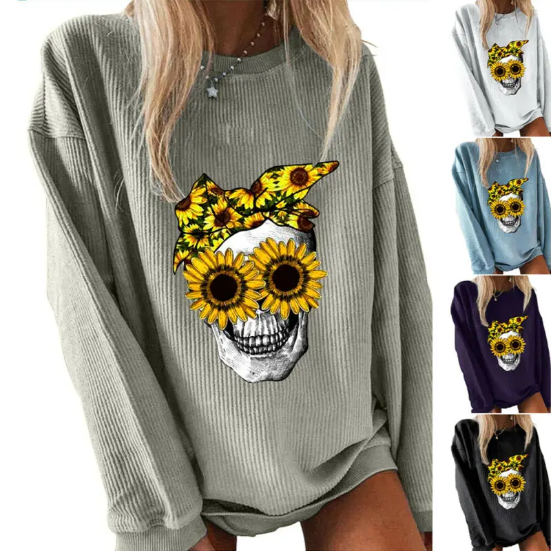 

Women Printed Long Sleeve Blouse Sweatshirt Tops Winter Ladies Jumper Pollover