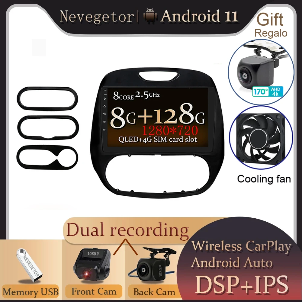 9Inch Android RDS Car Radio GPS Navigation For Renault Kaptur Captur 2016-2022 Multimedia Player Stereo 2Din DSP Carplay 4G Wifi |