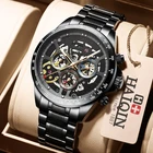 Часы наручные HAIQIN Мужские автоматические, модные роскошные механические полностью стальные водонепроницаемые в стиле милитари, деловой стиль, 2020